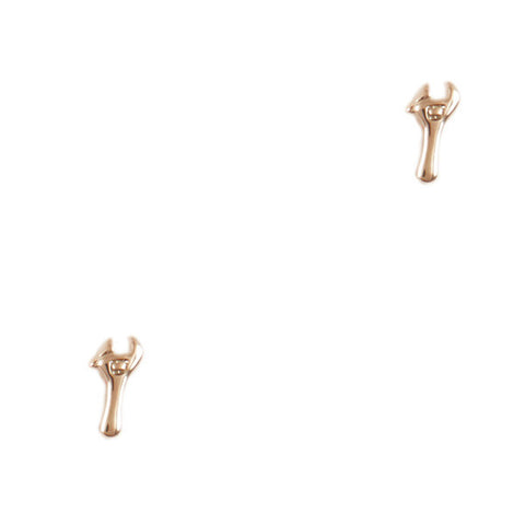 Mini Golden Wrench Stud Earrings